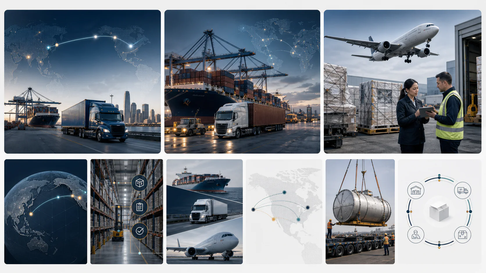 Asia to North America freight, warehousing, air cargo, and trucking network